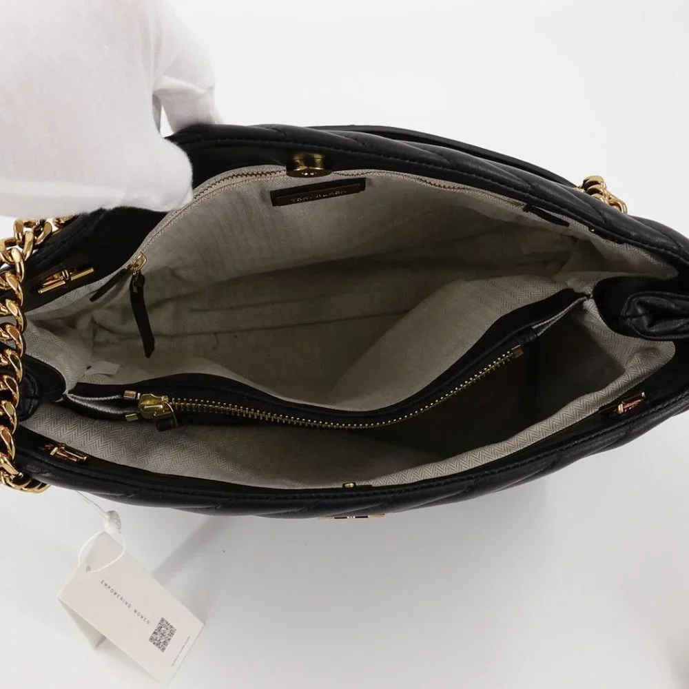 Tory Burch Kira Chevron Leather Tote Black - Picture 8 of 11